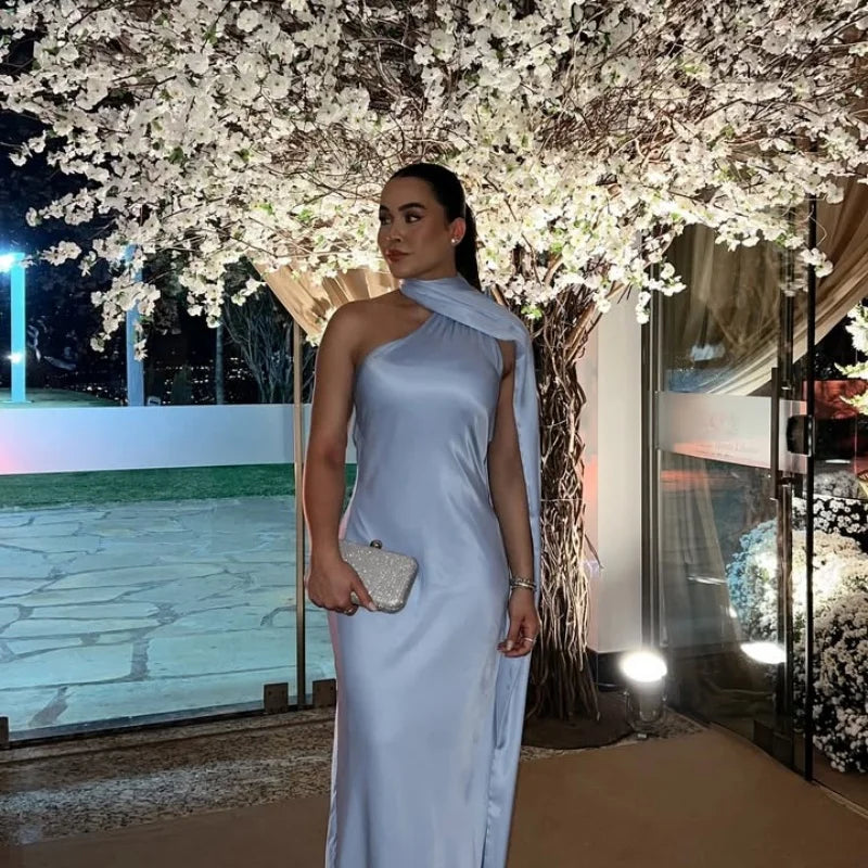 Elegant Ribbon Halter Backless Maxi Dress – Off-Shoulder Slim Fit Summer Party Gown for Women (2025 Collection)