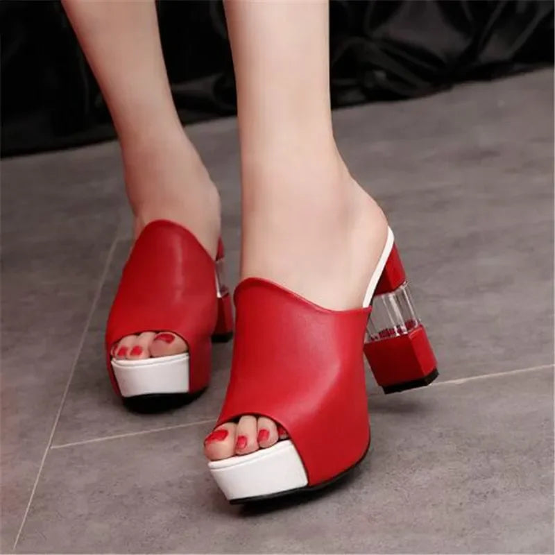 Women’s Peep Toe Platform Mule Heels