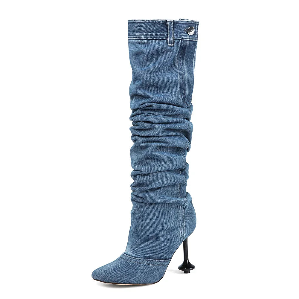 Over-the-Knee High Heel Boots – Wide Tube Slouchy Square Toe Statement Boots for Women