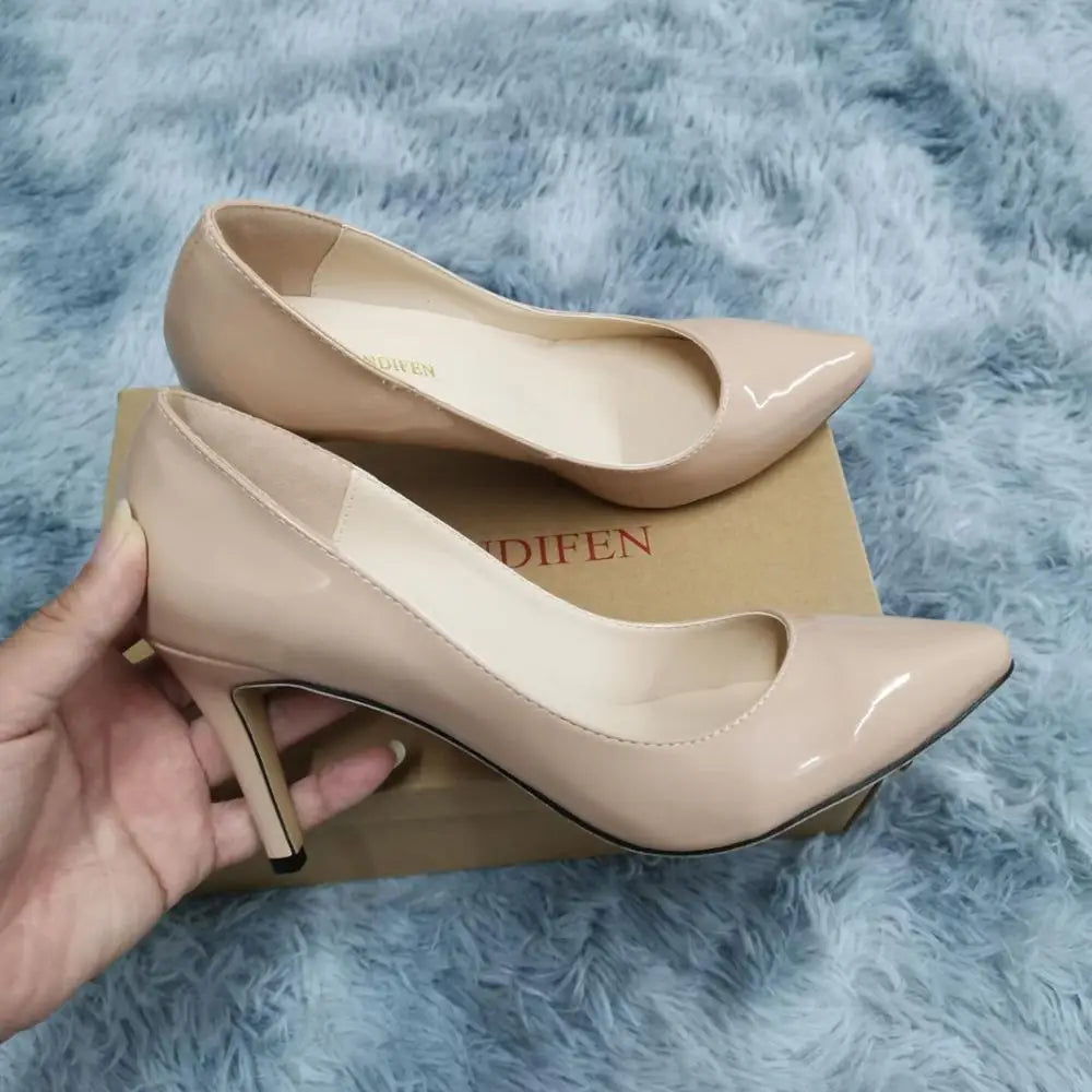 Classic Sexy Pointed Toe - 9cm mid High Heel - Women Pumps Faux