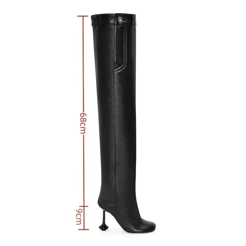Over-the-Knee High Heel Boots – Wide Tube Slouchy Square Toe Statement Boots for Women