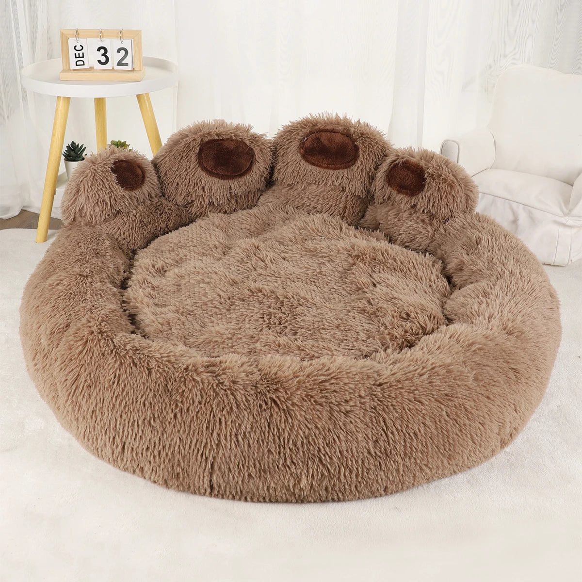 Fluffy Plush Dog Bed – Winter Warm Calming Donut Kennel for Small & Large Dogs | Soft Sofa Cushion for Cats & Puppies