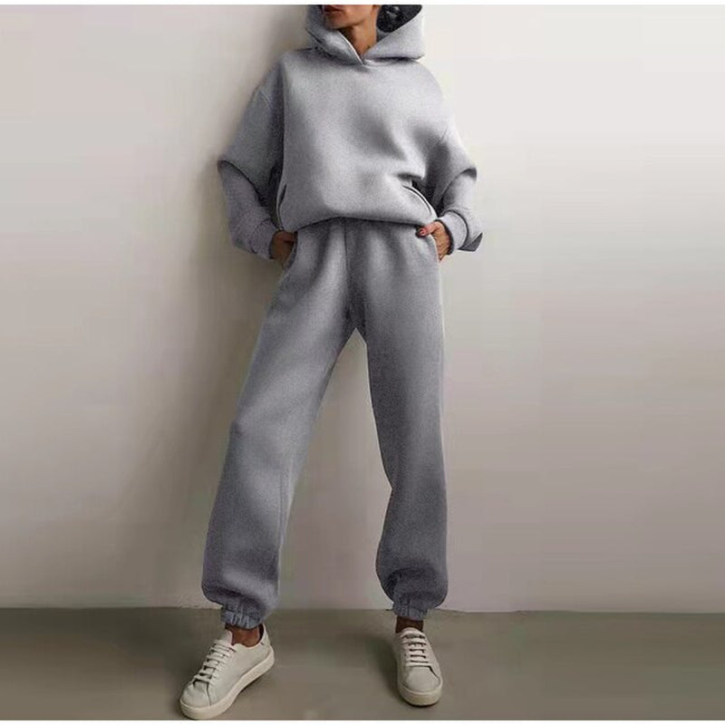 New Tracksuit Women oversize - Fleece Warm Hoodie -2 Piece Set Autumn Winter