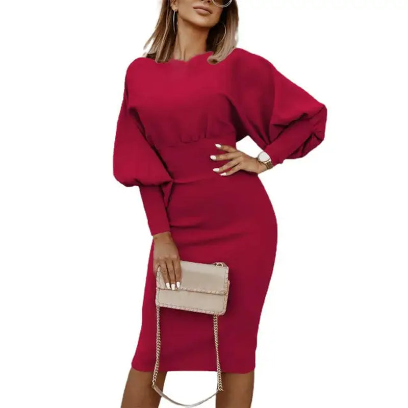 Women's Dress, round Neck, Knee Length Office Elegant Dress 