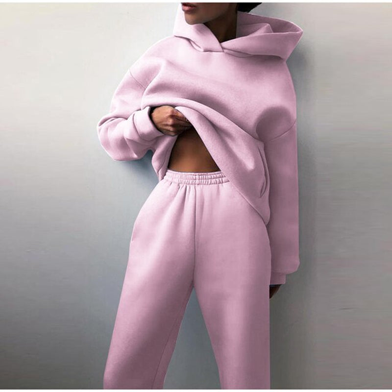 New Tracksuit Women oversize - Fleece Warm Hoodie -2 Piece Set Autumn Winter