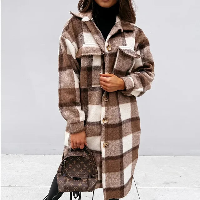 2024 Single Breasted Trench Coat Fashion - Long Sleeve Woolen Spring Overcoat 