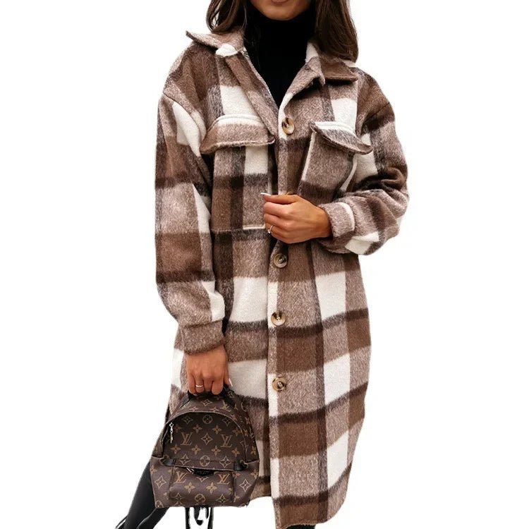 2024 Single Breasted Trench Coat Fashion - Long Sleeve Woolen Spring Overcoat 