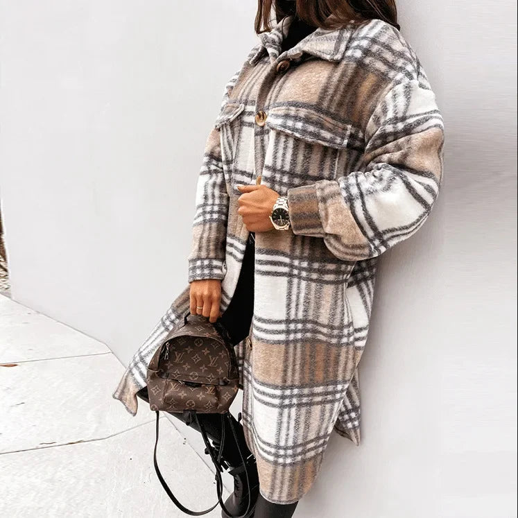 2024 Single Breasted Trench Coat Fashion - Long Sleeve Woolen Spring Overcoat 