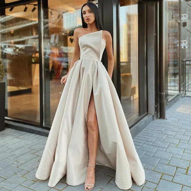 2024 collection - Solid Color Tube Top Sexy Split Expansion Skirt Dress