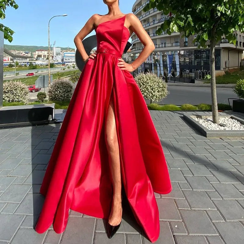 2024 collection - Solid Color Tube Top Sexy Split Expansion Skirt Dress