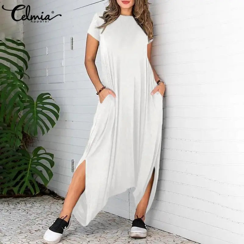 2024 Summer Vintage Drop-Crotch Short Sleeve Asymmetrical Jumpsuits 