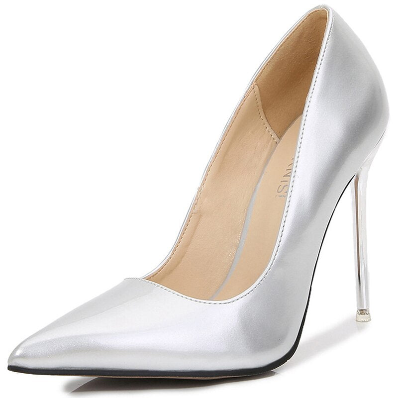 High Quality Woman Pumps Pointed Toe High Heels Women Wedding Shoes Apricot Black Sliver White Red Stiletto Heels Shoes 11 Cm