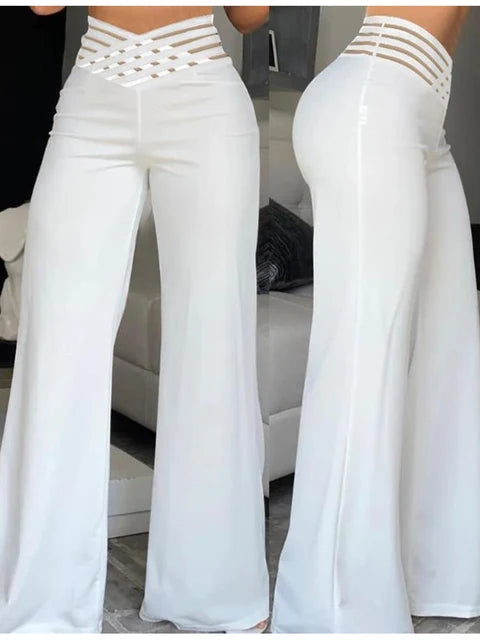 Elegant High Waist Flared Women's Trousers