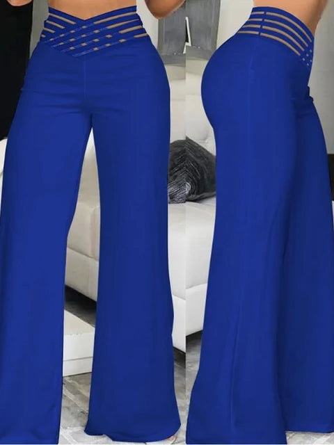 Elegant High Waist Flared Women's Trousers