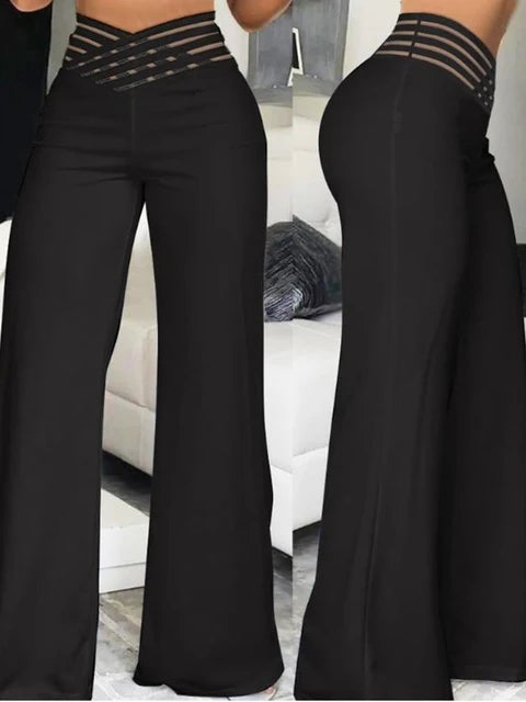 Elegant High Waist Flared Women's Trousers