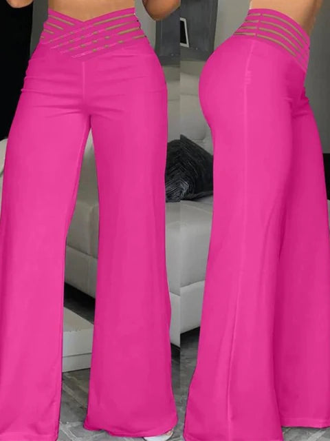 Elegant High Waist Flared Women's Trousers