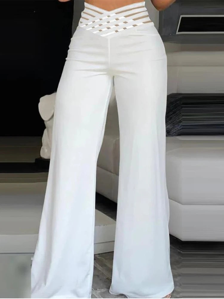 Elegant High Waist Flared Women's Trousers