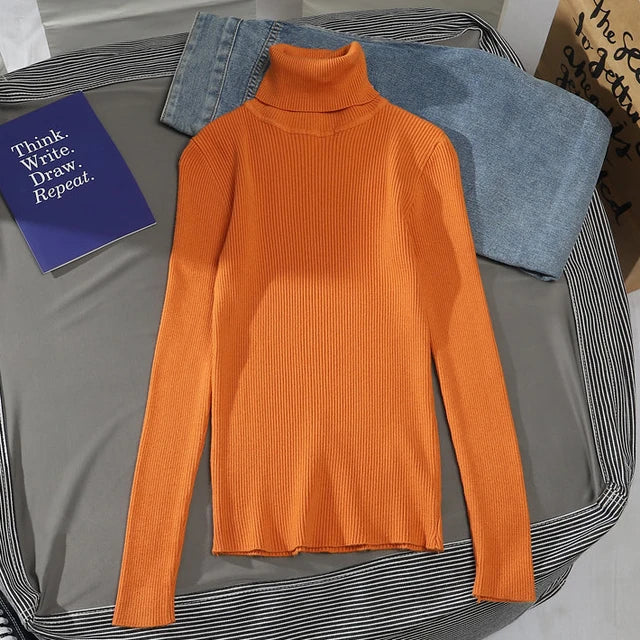 Turtleneck Sweater Knitted Soft Pullovers Cashmere Jumpers 