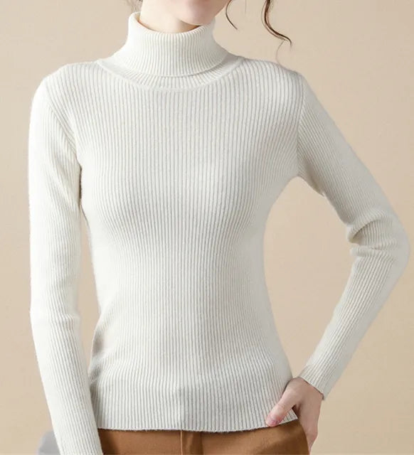 Turtleneck Sweater Knitted Soft Pullovers Cashmere Jumpers 