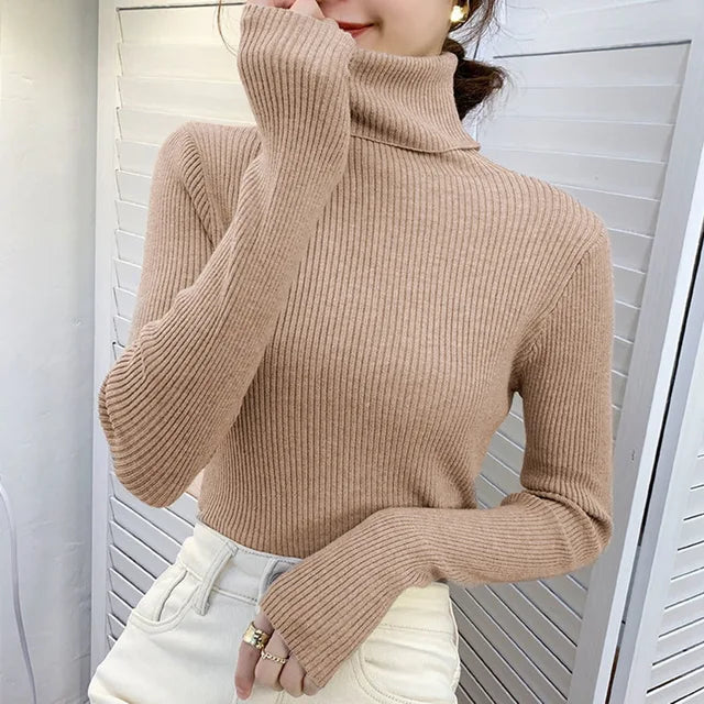 Turtleneck Sweater Knitted Soft Pullovers Cashmere Jumpers 
