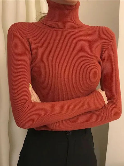 Turtleneck Sweater Knitted Soft Pullovers Cashmere Jumpers 