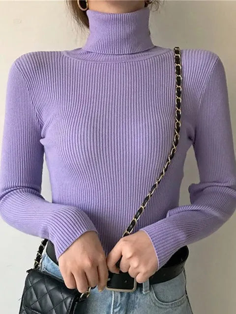 Turtleneck Sweater Knitted Soft Pullovers Cashmere Jumpers 