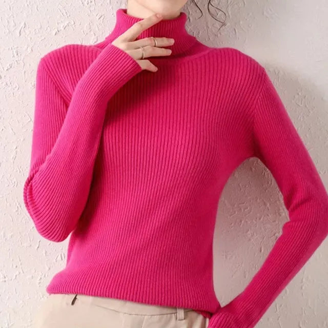 Turtleneck Sweater Knitted Soft Pullovers Cashmere Jumpers 