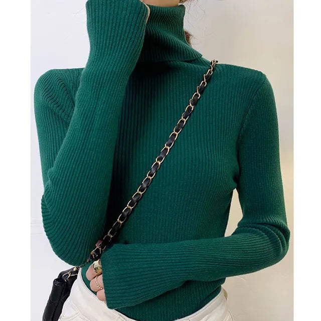 Turtleneck Sweater Knitted Soft Pullovers Cashmere Jumpers 