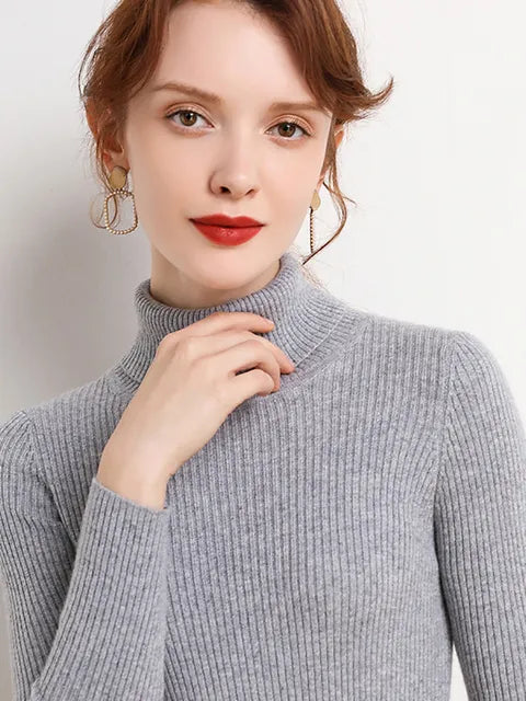 Turtleneck Sweater Knitted Soft Pullovers Cashmere Jumpers 