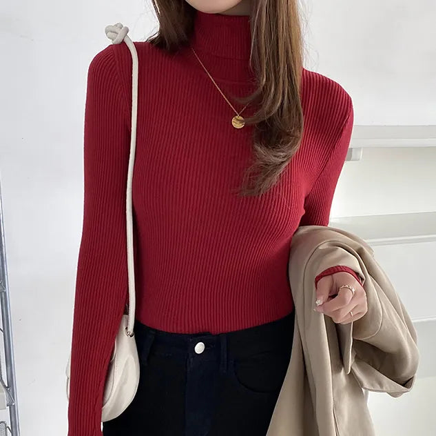 Turtleneck Sweater Knitted Soft Pullovers Cashmere Jumpers 
