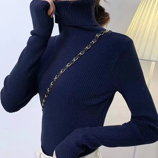 Turtleneck Sweater Knitted Soft Pullovers Cashmere Jumpers 