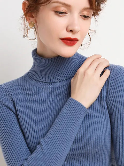 Turtleneck Sweater Knitted Soft Pullovers Cashmere Jumpers 