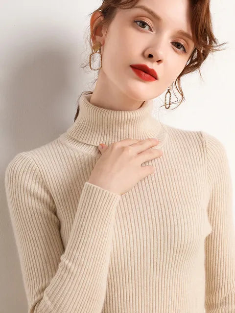 Turtleneck Sweater Knitted Soft Pullovers Cashmere Jumpers 