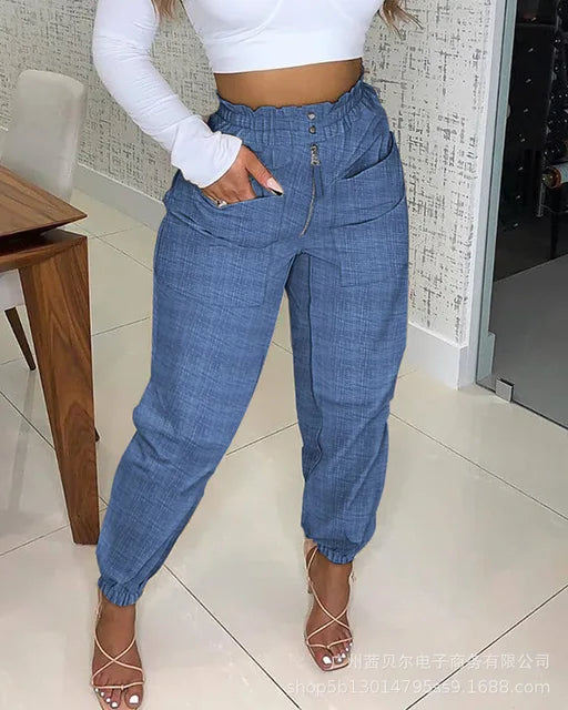 High Waist Sexy Pencil Pants Trousers Pockets Fashion 