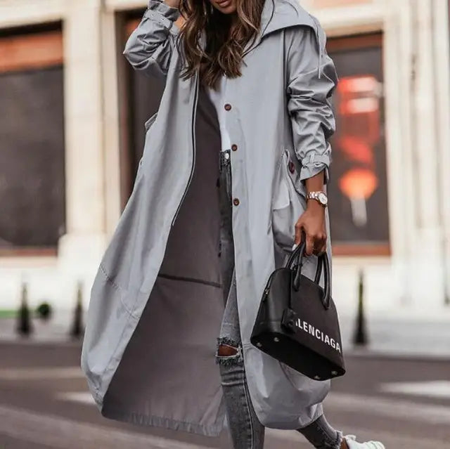 Single Breasted Pocket Design Trench Coat - Ankle Length