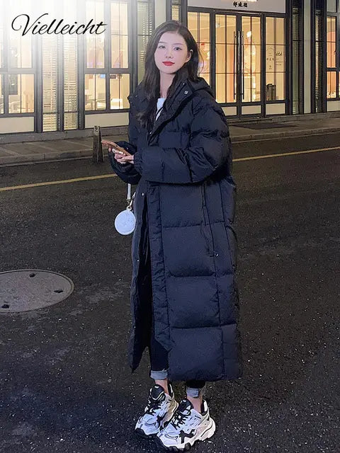 Hooded Stylish Winter Jacket - New Solid Color Long Straight Design
