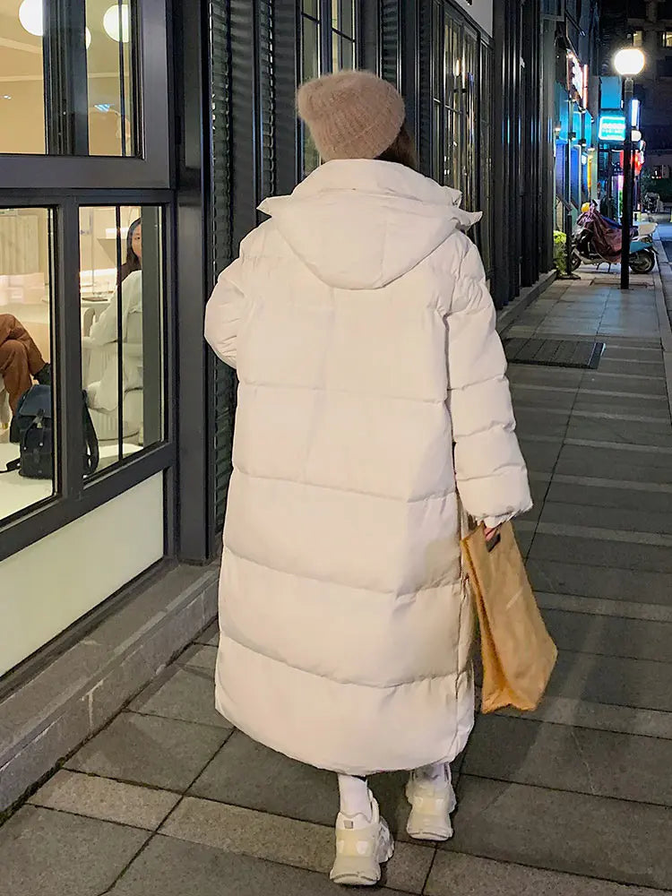 Hooded Stylish Winter Jacket - New Solid Color Long Straight Design