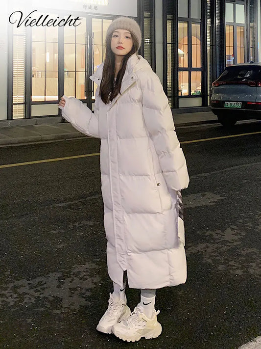 Hooded Stylish Winter Jacket - New Solid Color Long Straight Design