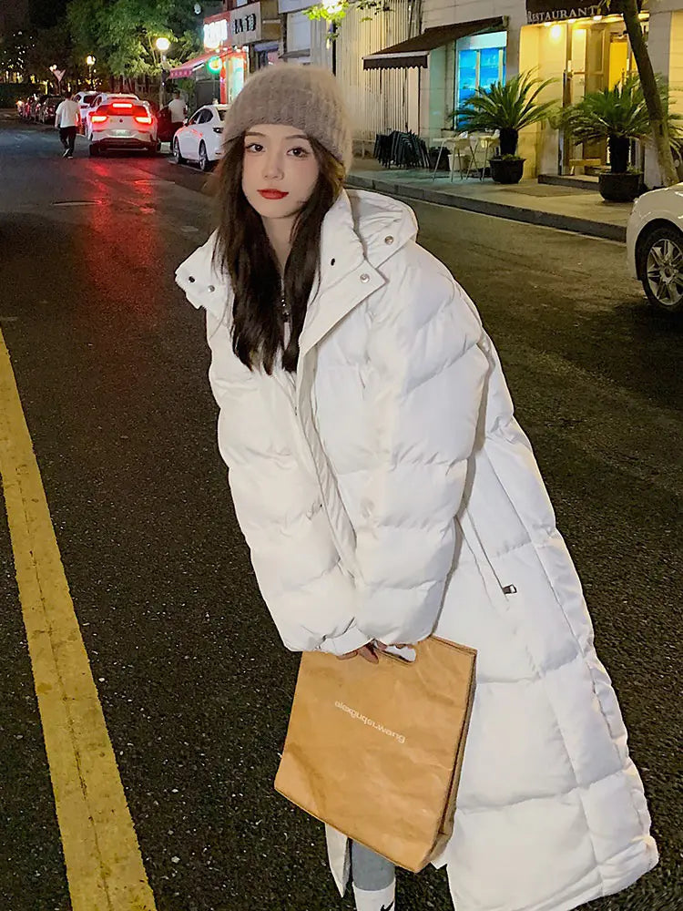 Hooded Stylish Winter Jacket - New Solid Color Long Straight Design