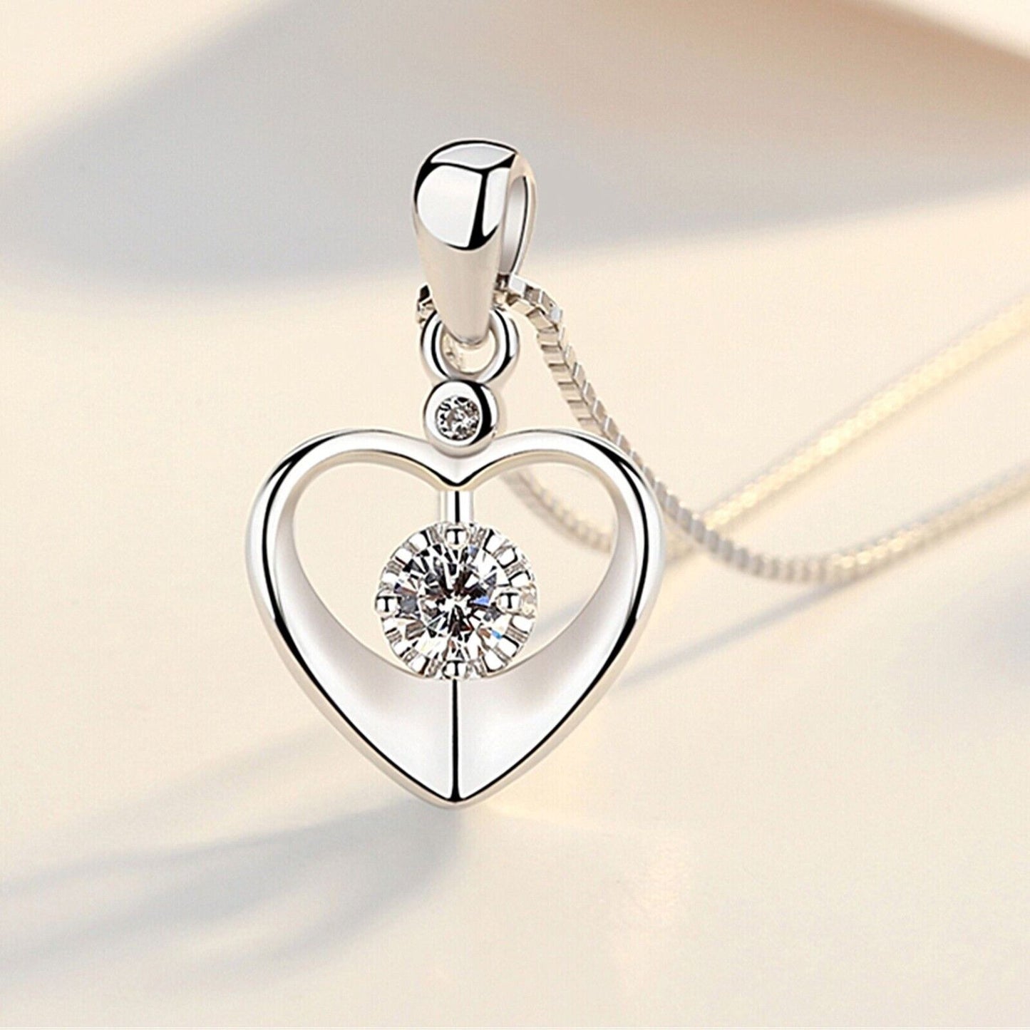 Sterling Silver Crystal Love Heart Pendant