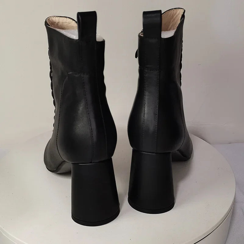 2024 New Women Ankle Boots Genuine Leather plus SIZE 22-26.5 Cm Feet Length Cowhide+Sheepskin+Pigskin Chelsea Boots