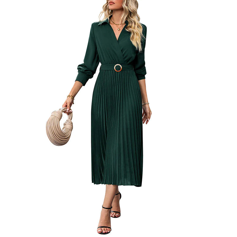 New Autumn New Women'S High-Grade Solid Color Dress